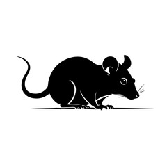 Vector illustration of a minimalist black and white rat head logo design. Modern animal emblem with clean lines, perfect for mascot, branding, or symbol.