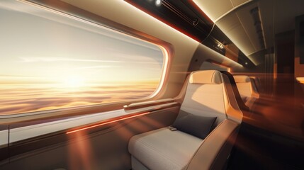 Obraz premium Luxury airplane window seat sunrise view