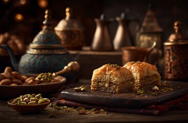 Obraz premium Baklava Delight: Middle Eastern Sweetness