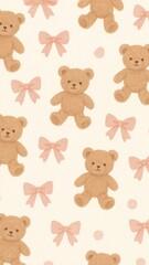 Fototapeta premium Cute teddy bears with bows.