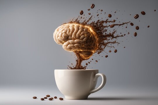 Coffee and creativity blend in a unique art piece showing a brain formed from espresso