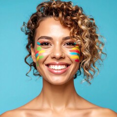 Naklejka premium Woman with colorful face paint (2)