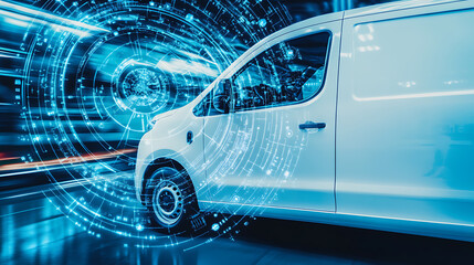 Futuristic Van with Advanced Technology Interface