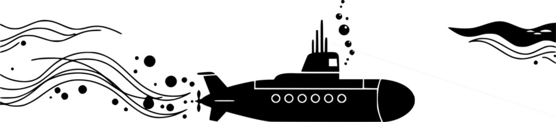 Obraz premium submarine diving underwater, exploring the deep blue sea, a symbol of adventure and discovery 