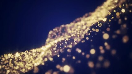 golden particle arc pulsing on a blue background in fluid cinematic motion - Powered by Adobe