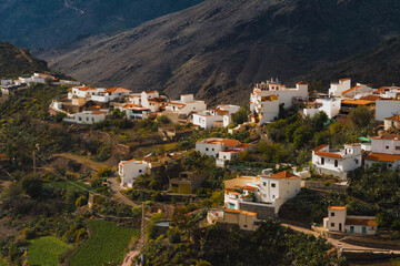 charming town in the mountains of Gran Canaria at sunset