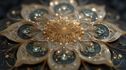 Ornamental floral mandala golden details artwork high resolution image