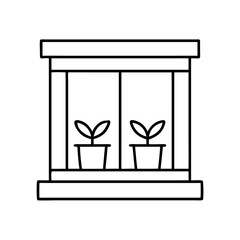 Vector icon of a window planter box with plants