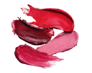 Swirling strokes of various shades of red and pink lipstick