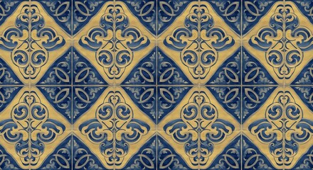 Fototapeta premium Vintage Portuguese Azulejo Tile Pattern.