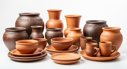 clay pots on a market stall