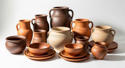 clay pots on a wooden table