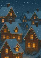 Fototapeta premium Cozy winter village scene