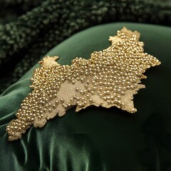 Elegant Gold Embellished Velvet Cushion Closeup