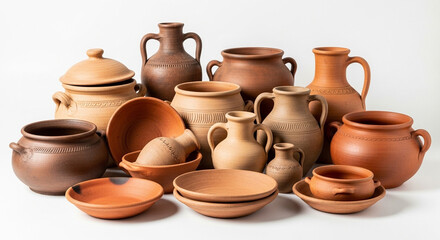 clay pots on a market stall