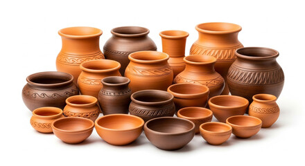 clay pots on a market stall