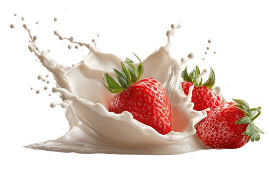 Fresh strawberries in a milk splash (4)