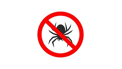 Red circle with a diagonal slash and a spider inside, indicating prohibition