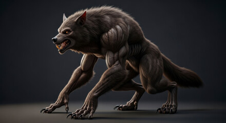 Fototapeta premium Fearsome Beast of the Night A Terrifying Creature Emerging from Darkness