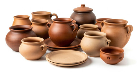 clay pots on a market stall