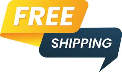 Modern free shipping label design vector illustration with dynamic shop now advertisement banner creative sales promotion template for online store retail marketing offer