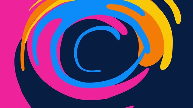 Illustration of a vibrant, colorful swirling animation on a green screen background