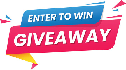 Fototapeta premium Creative giveaway banner design with enter to win message, modern typography, social media post template, loudspeaker advertising promotion prize contest vector illustration