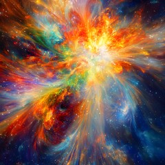 Vibrant Cosmic Nebula Explosion Abstract Art