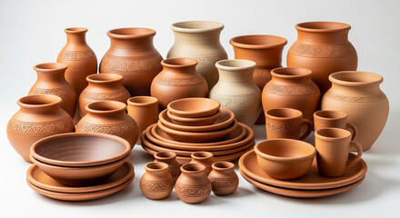 clay pots on a market stall