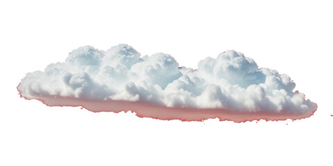 Dramatic Fluffy Clouds Against a transparent Background. This image features a large, fluffy cloud formation with soft pastel tones of white, light blue, and hints of pink/red.