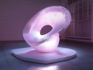 Abstract Illuminated Spiral Sculpture Modern Art