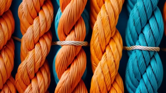 Braided Rope Texture: Captivating texture showcases vibrant braided ropes intertwined, revealing intricate patterns with a blend of colors creating a visually stunning display.