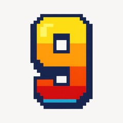 Colorful pixelated number nine