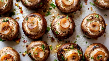 Roasted Mushrooms with Herbs and Spices Close Up Photography