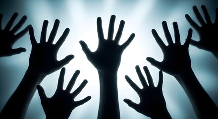 Obraz premium Many hands raised upward