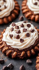 Delicious Chocolate Cookies with Creamy Frosting and Chocolate Chips