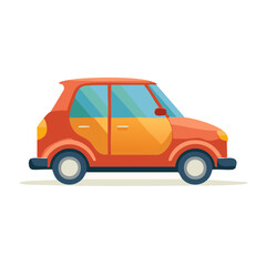 Fototapeta premium Cute stylized orange and yellow hatchback car illustration for travel and transport