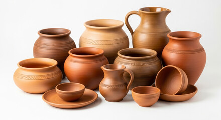 clay pots on a market stall