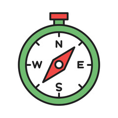 Compass pointing North for navigation and direction finding