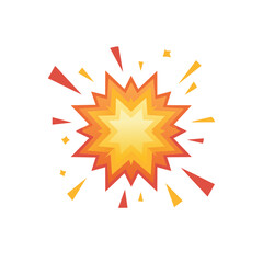 Cartoon Explosion Illustration. Starburst with flames and energy radiating outwards. Isolated symbol.