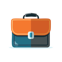 Modern Briefcase with Orange and Blue Panels and a Carry Handle