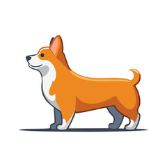 Fototapeta premium Stylized cartoon corgi dog standing profile view illustration