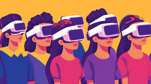 Group of People Wearing Virtual Reality Headsets