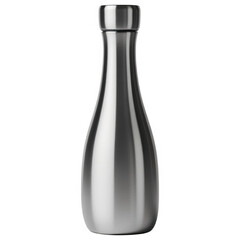 Sleek Steel Bottle: A close-up studio shot of a modern stainless steel bottle, showcasing its clean lines and reflective surface. 