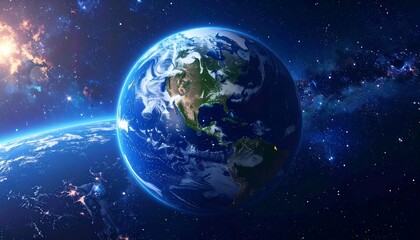 Obraz premium Earth in space, vibrant colors