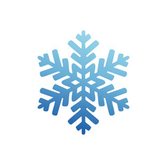 Fototapeta premium Blue gradient snowflake illustration. Isolated decorative winter design element for seasonal themes.