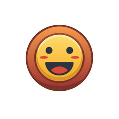 Joyful smiley face emoji with blushing cheeks and wide open mouth expressing happiness and delight