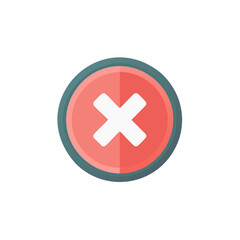 Fototapeta premium Red circle icon with white cross mark symbolizing error deletion or cancellation
