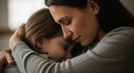 Tender Embrace: Mother and Daughter Sharing a Quiet Moment of Affection and Closeness