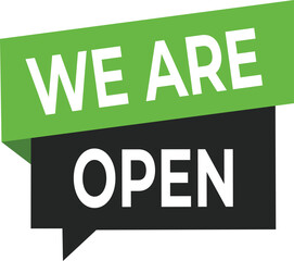Modern we are open banner vector illustration design for business shop store cafe restaurant reopening signboard marketing promotion template commercial announcement label graphic style
